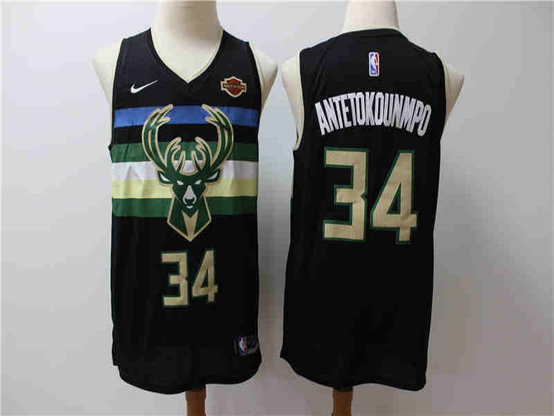 Men Milwaukee Bucks 34 Antetokounmp Black Game Nike NBA Jerseys